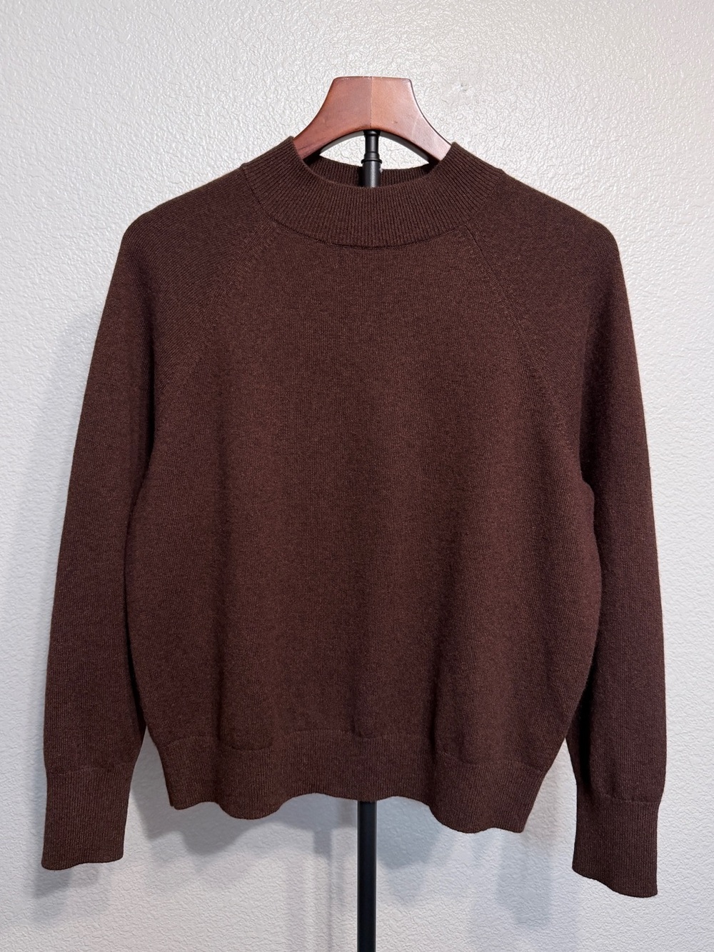 Everlane The Cashmere Raglan Soft Cozy Mock Neck Brown Sweater - Women’s L